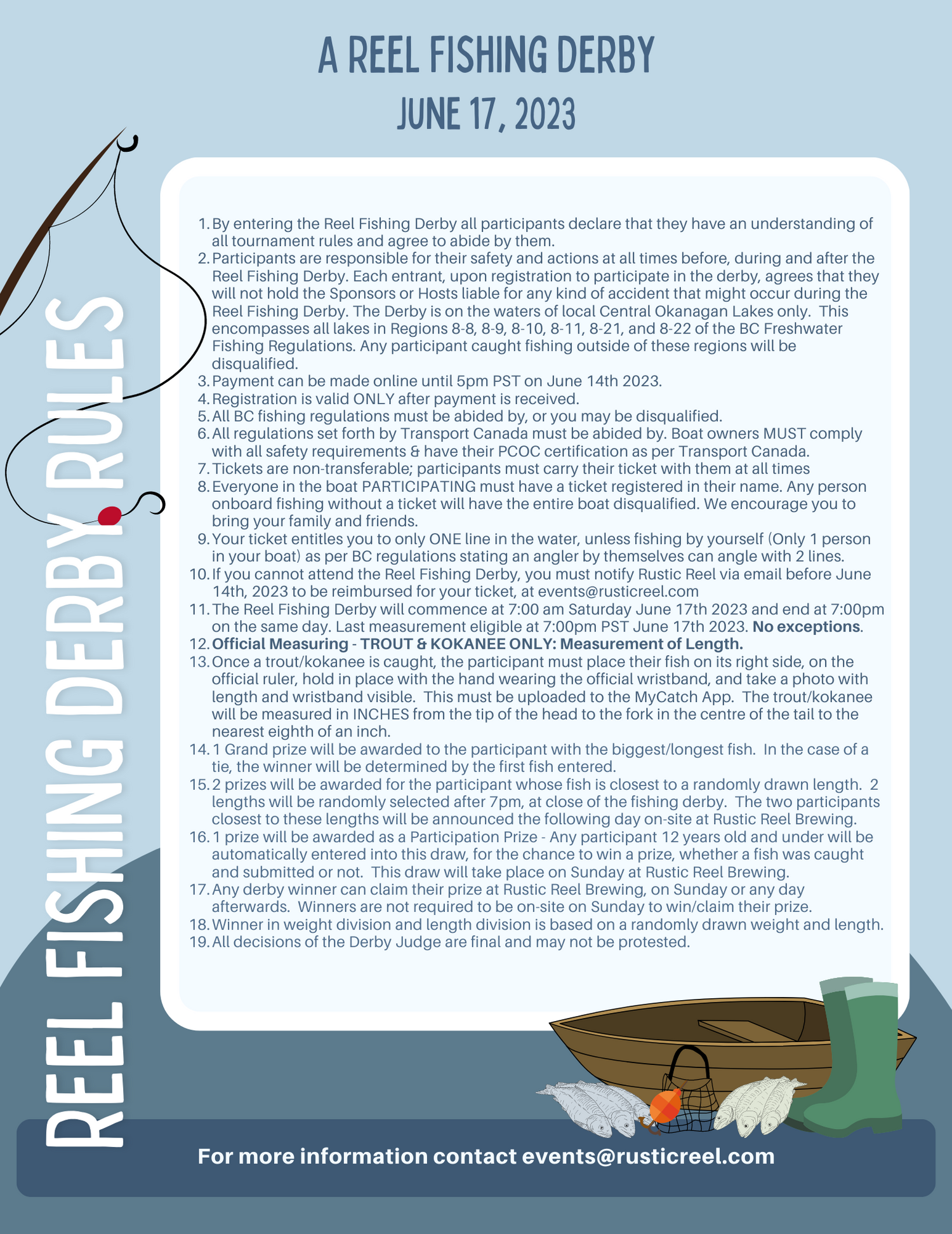 FISHING DERBY FAQs, RULES, & LIABILITY WAIVER – RUSTIC REEL BREWING COMPANY